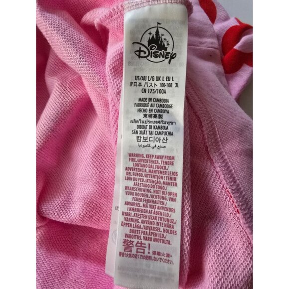 Disney Minnie Mouse Pink Crewneck Sweatshirt With Red Floral Print Large NWT New - Picture 6 of 9